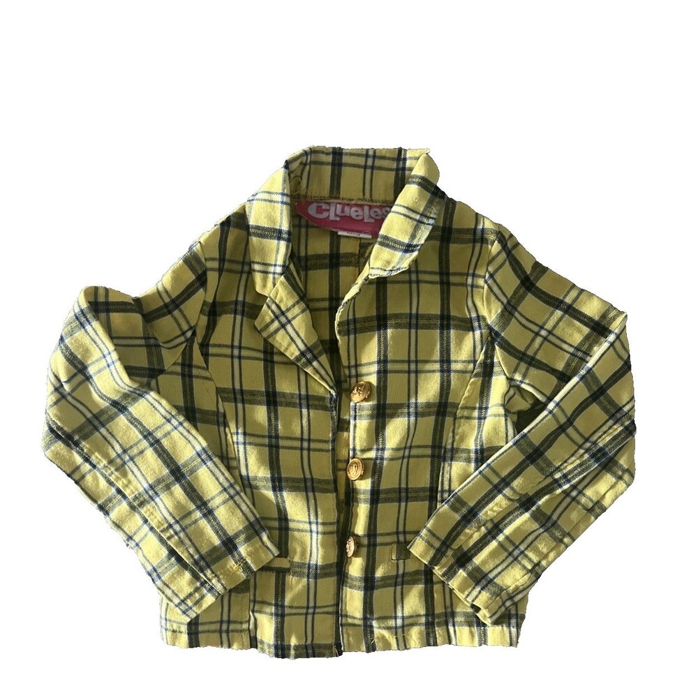 Clueless Movie Girls Plaid Jacket Size M Costume Yellow/Black Cosplay Preppy